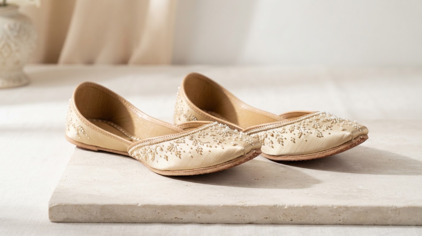 Pearl Dew Khussa — Champagne silk